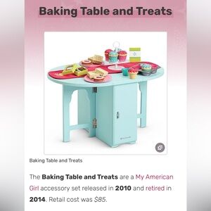 American Girl baking table and treats set